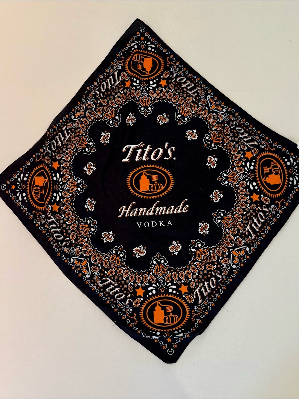Tito's Handmade Vodka Bandana - Black & Orange Paisley